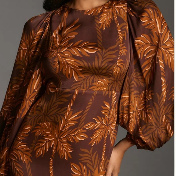 NWT Farm Rio Long-Sleeve Low-Back Printed Midi Dress SIZE M - Picture 3 of 7